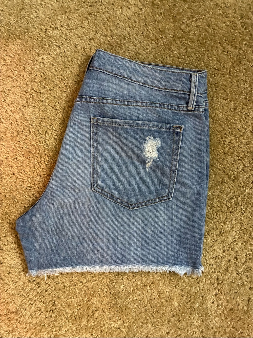 Just Black Denim Shorts Women’s Size 30 Light Wash Distressed Button Fly Raw Hem